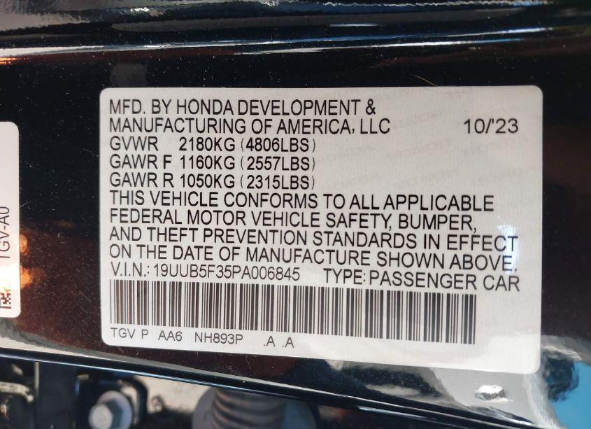Photo 9 of 2023 Acura Tlx STANDARD (VIN 19UUB5F35PA006845)