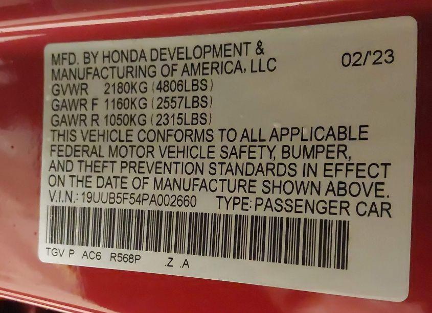 Photo 9 of 2023 Acura Tlx A-SPEC PACKAGE (VIN 19UUB5F54PA002660)