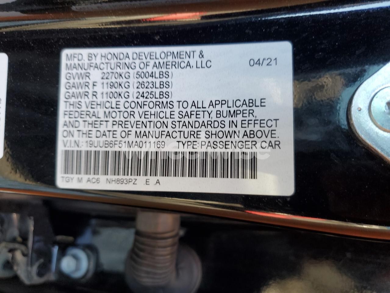 Photo 12 of 2021 ACURA TLX TECH A (VIN 19UUB6F51MA011169)