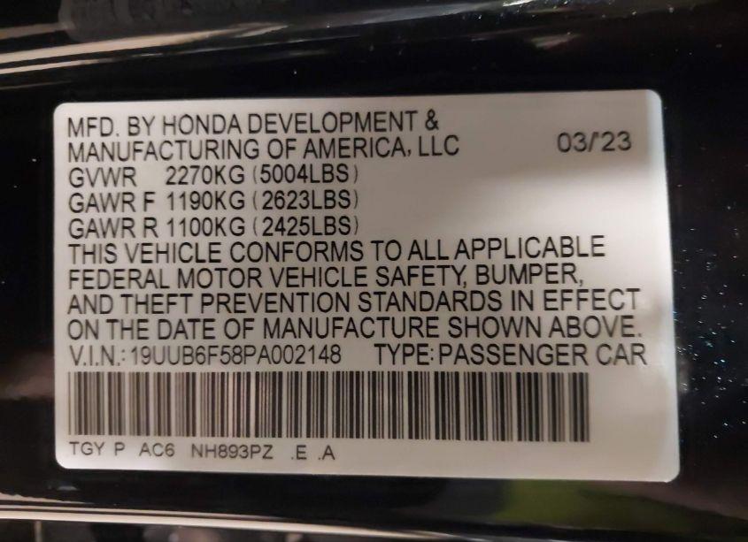 Photo 9 of 2023 Acura Tlx A-SPEC PACKAGE (VIN 19UUB6F58PA002148)