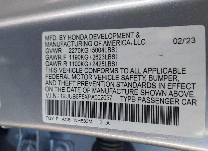 Photo 9 of 2023 Acura Tlx A-SPEC PACKAGE (VIN 19UUB6F5XPA002037)