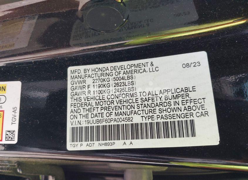 Photo 9 of 2023 Acura Tlx ADVANCE PACKAGE (VIN 19UUB6F60PA004582)