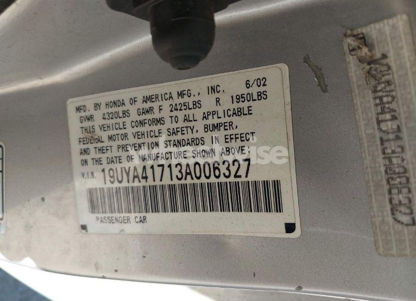 Photo 9 of 2003 Acura Cl 3.2 TYPE S (VIN 19UYA41713A006327)