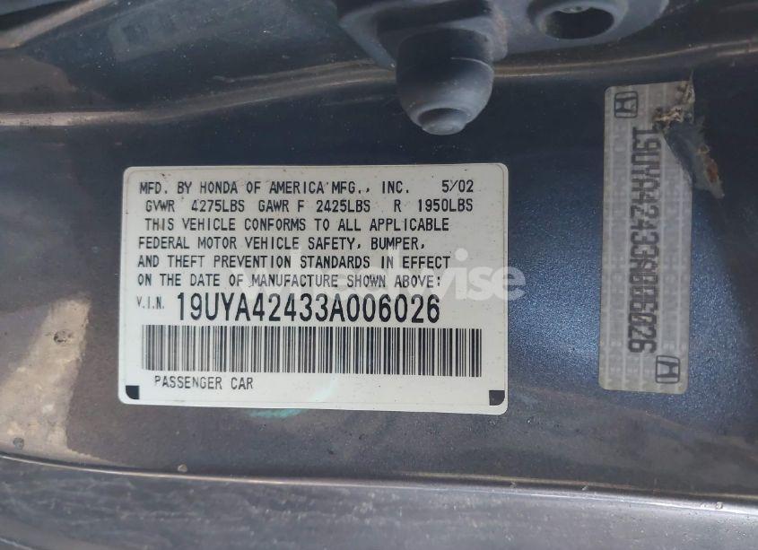 Photo 9 of 2003 Acura Cl 3.2 (VIN 19UYA42433A006026)