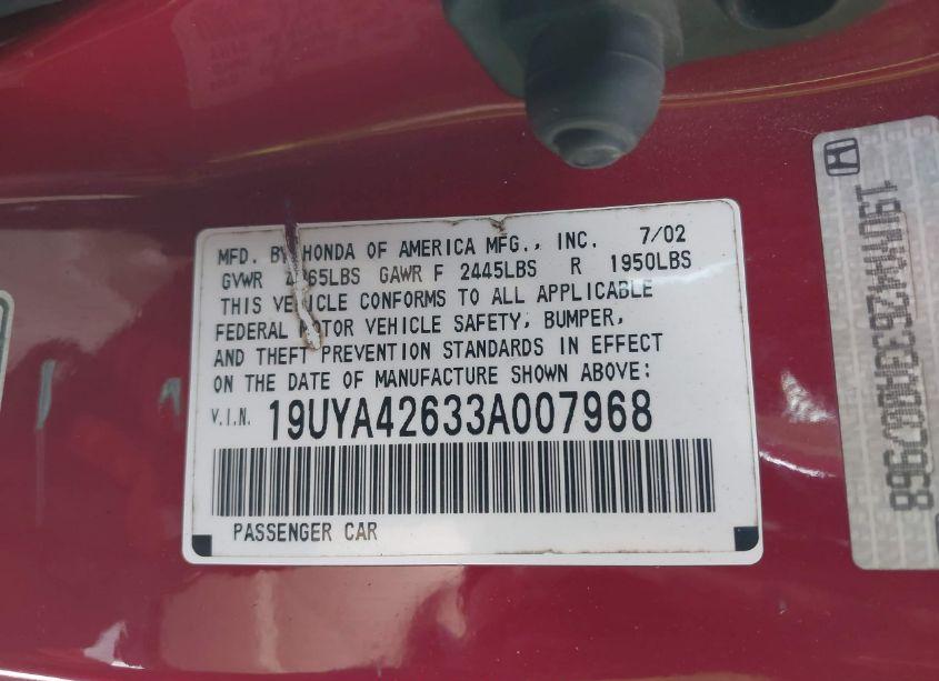 Photo 9 of 2003 Acura Cl 3.2 TYPE S AUTOMATIC (VIN 19UYA42633A007968)