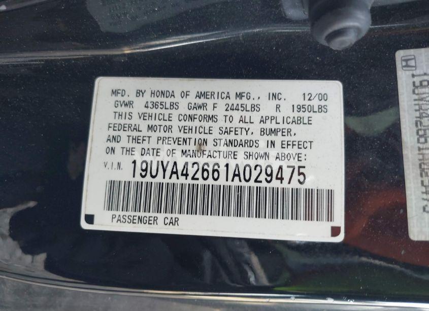 Photo 9 of 2001 Acura Cl 3.2 TYPE S (VIN 19UYA42661A029475)