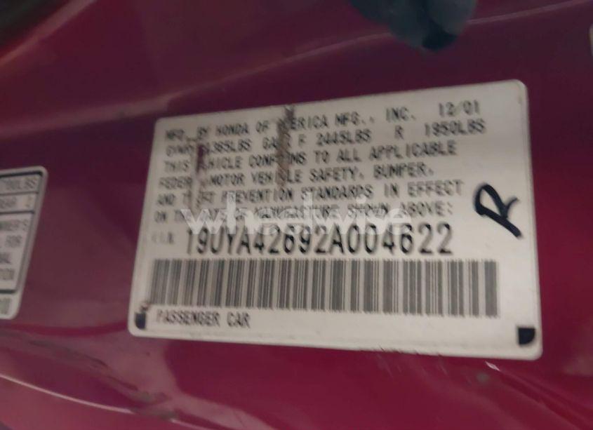 Photo 9 of 2002 Acura Cl 3.2 TYPE S (VIN 19UYA42692A004622)