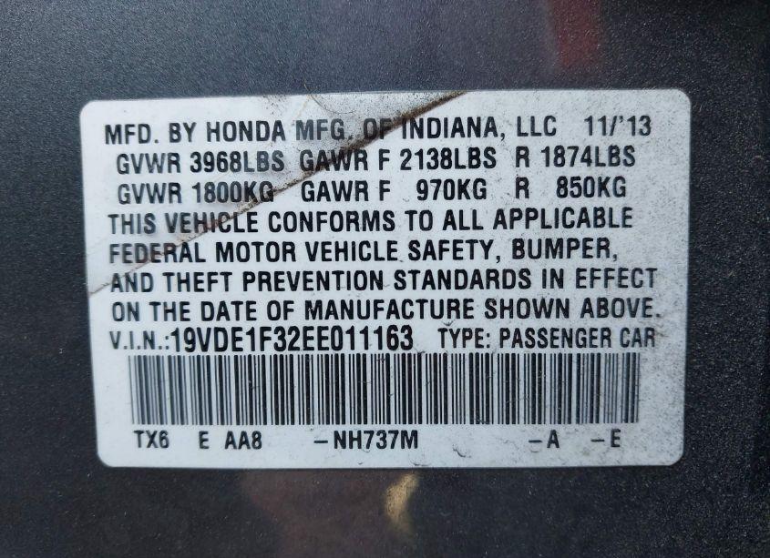 Photo 9 of 2014 Acura Ilx 2.0L (VIN 19VDE1F32EE011163)
