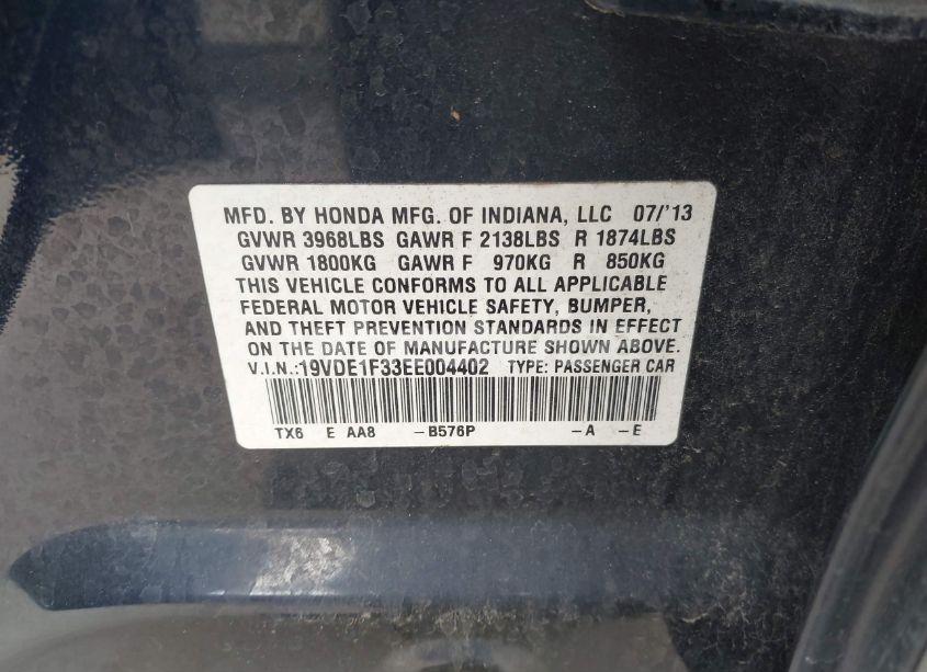 Photo 9 of 2014 Acura Ilx 2.0L (VIN 19VDE1F33EE004402)