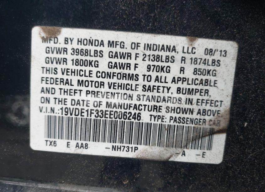 Photo 9 of 2014 Acura Ilx 2.0L (VIN 19VDE1F33EE006246)