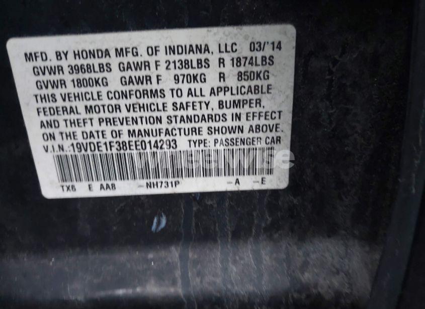 Photo 9 of 2014 Acura Ilx 2.0L (VIN 19VDE1F38EE014293)