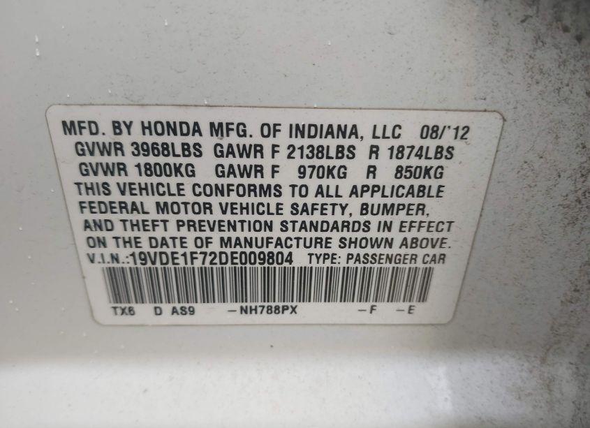 Photo 9 of 2013 Acura Ilx 2.0L (VIN 19VDE1F72DE009804)