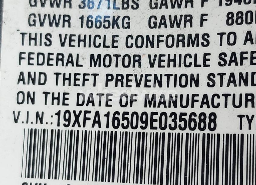 Photo 9 of 2009 Honda Civic LX (VIN 19XFA16509E035688)