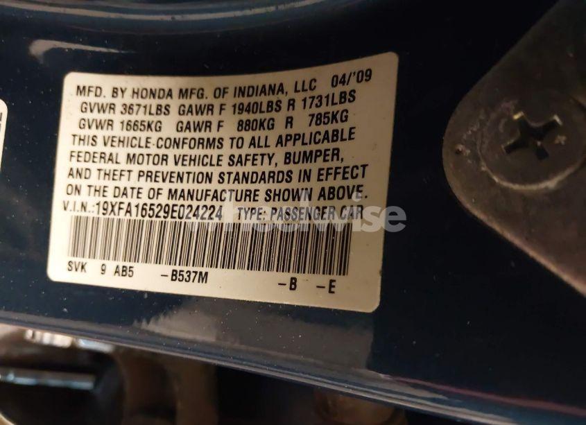 Photo 9 of 2009 Honda Civic LX (VIN 19XFA16529E024224)