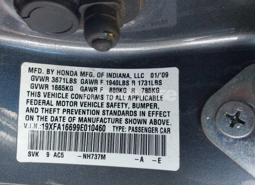 Photo 9 of 2009 Honda Civic LX-S (VIN 19XFA16699E010460)
