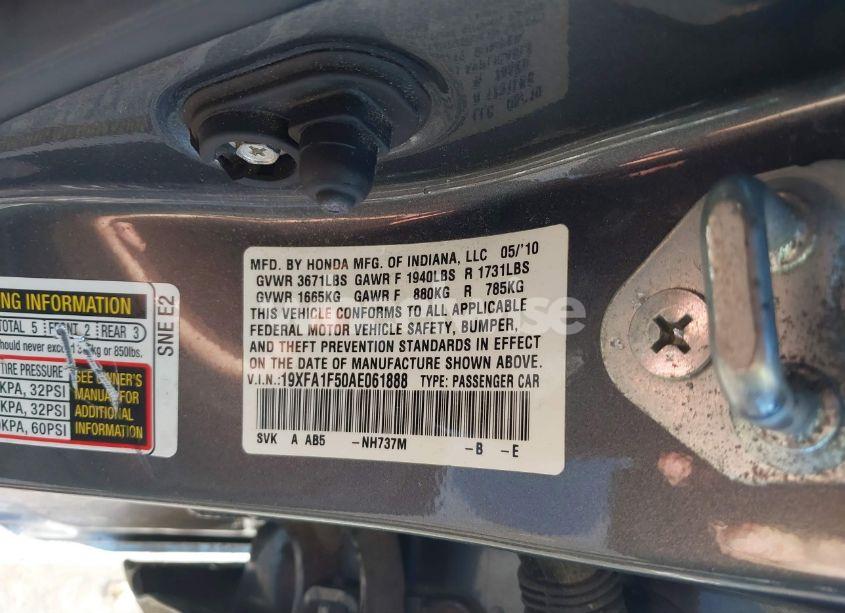 Photo 9 of 2010 Honda Civic LX (VIN 19XFA1F50AE061888)