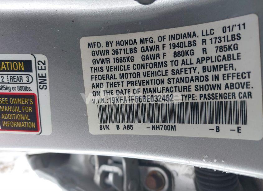 Photo 9 of 2011 Honda Civic LX (VIN 19XFA1F56BE032462)