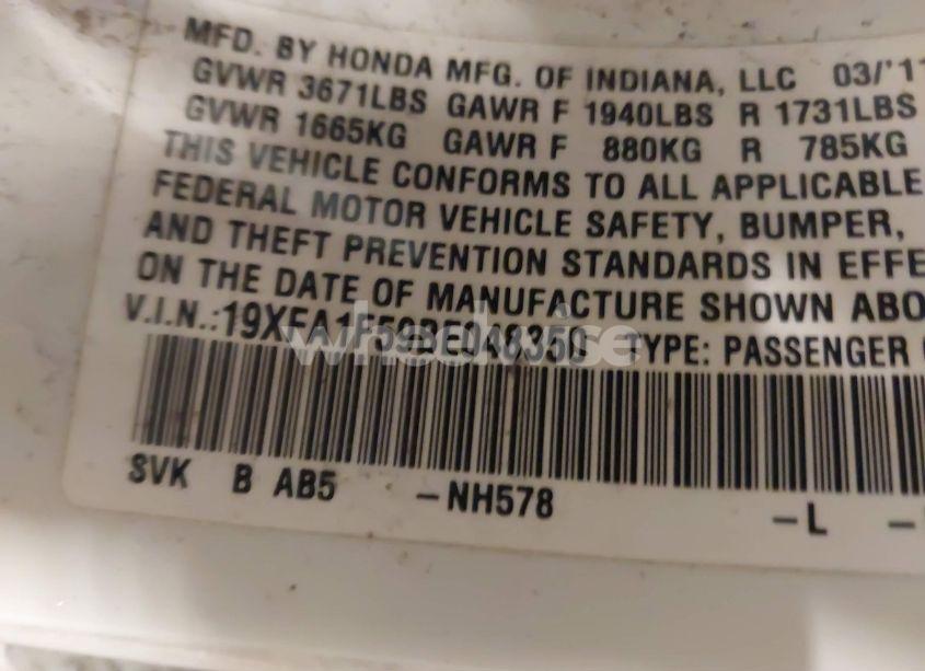 Photo 9 of 2011 Honda Civic LX (VIN 19XFA1F59BE048350)