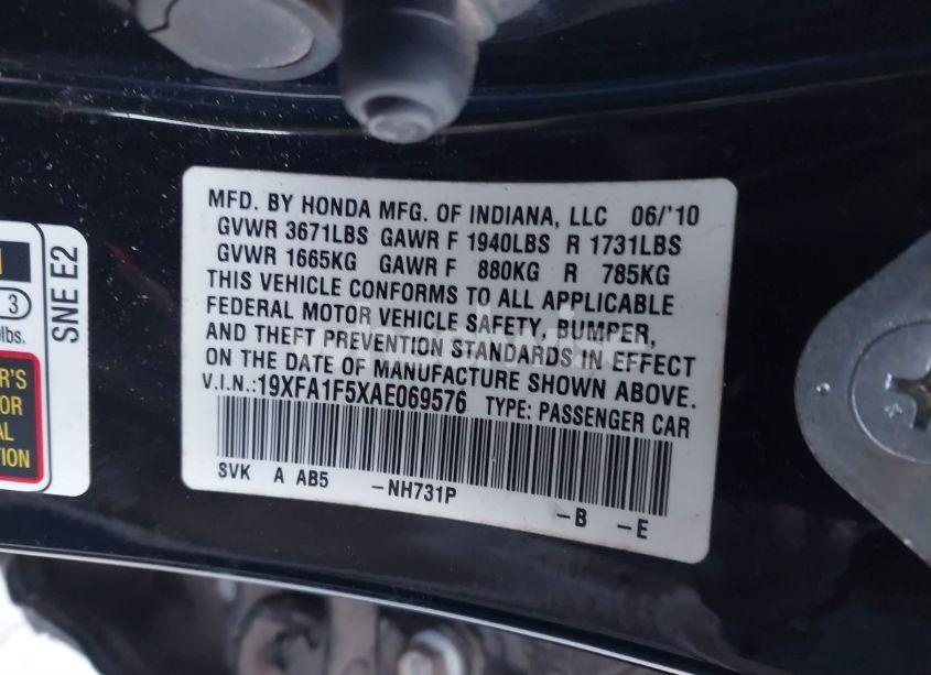 Photo 9 of 2010 Honda Civic LX (VIN 19XFA1F5XAE069576)