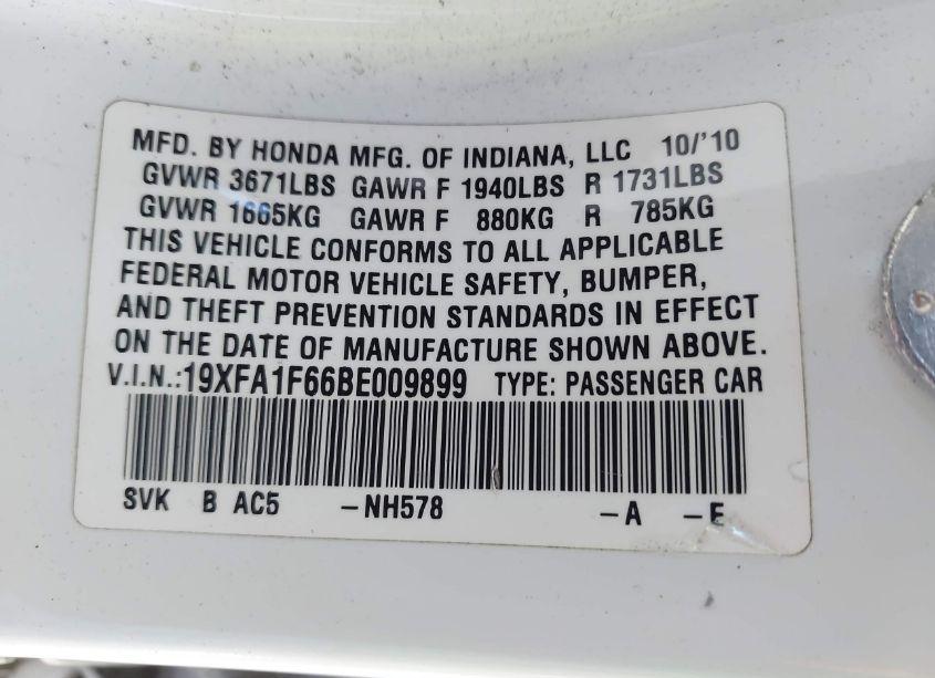 Photo 9 of 2011 Honda Civic LX-S (VIN 19XFA1F66BE009899)