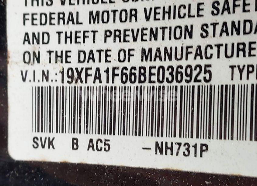 Photo 9 of 2011 Honda Civic LX-S (VIN 19XFA1F66BE036925)