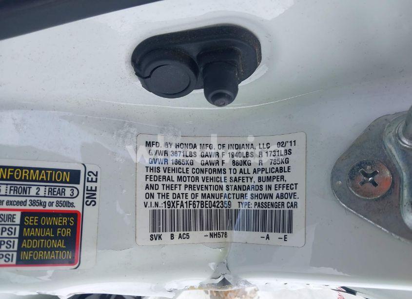 Photo 9 of 2011 Honda Civic LX-S (VIN 19XFA1F67BE042359)