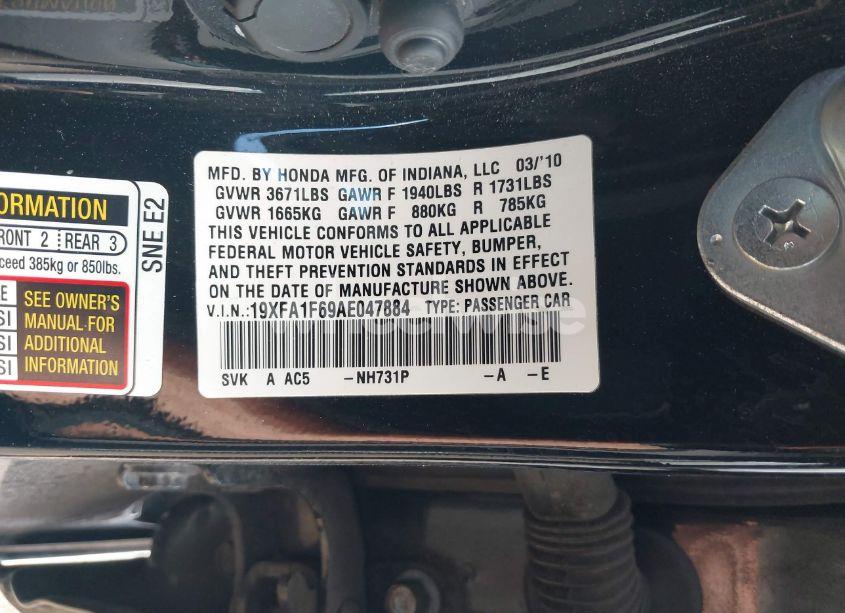 Photo 9 of 2010 Honda Civic LX-S (VIN 19XFA1F69AE047884)