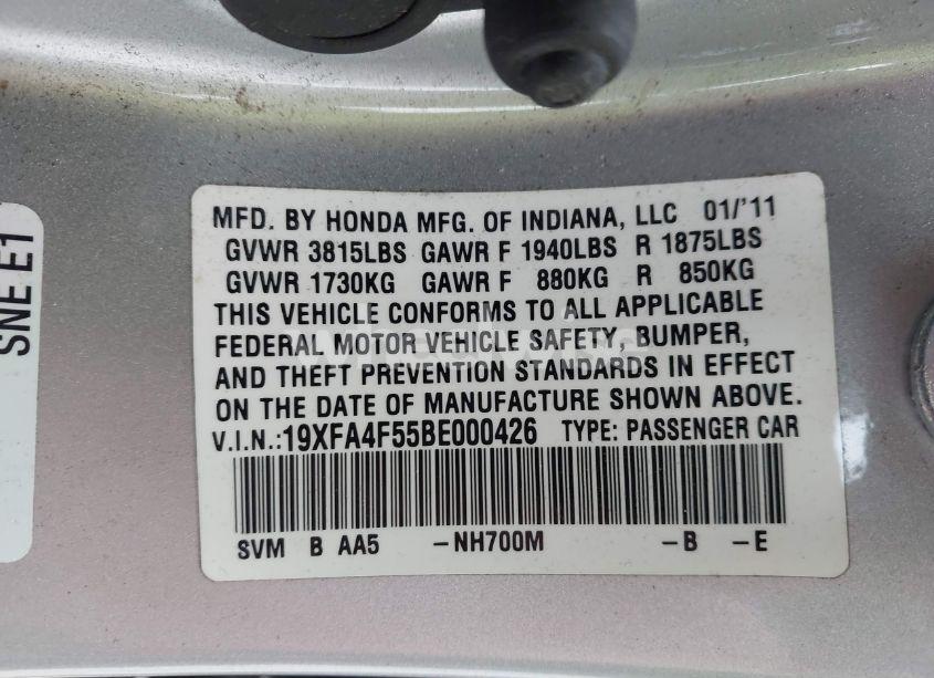 Photo 9 of 2011 Honda Civic GX (VIN 19XFA4F55BE000426)