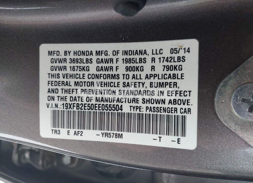 Photo 9 of 2014 Honda Civic LX (VIN 19XFB2E50EE055504)