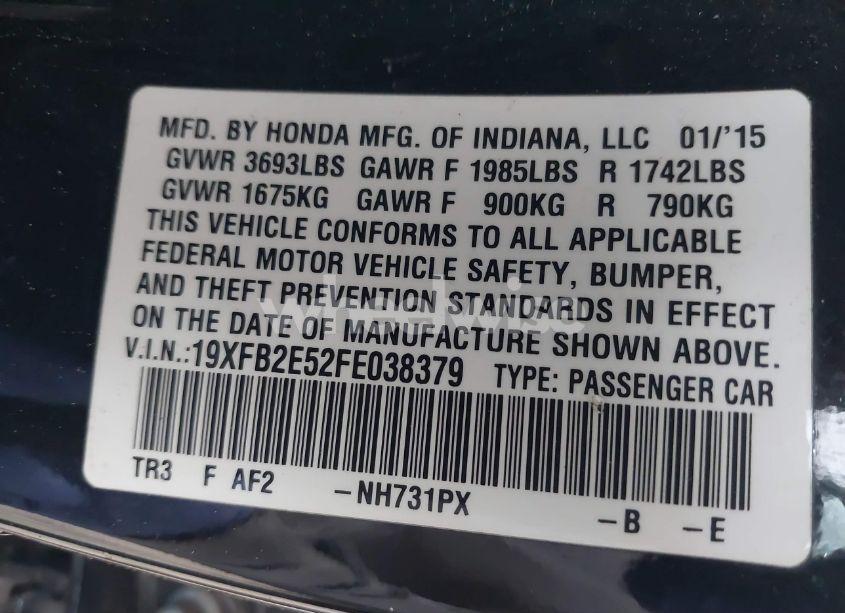 Photo 9 of 2015 Honda Civic LX (VIN 19XFB2E52FE038379)