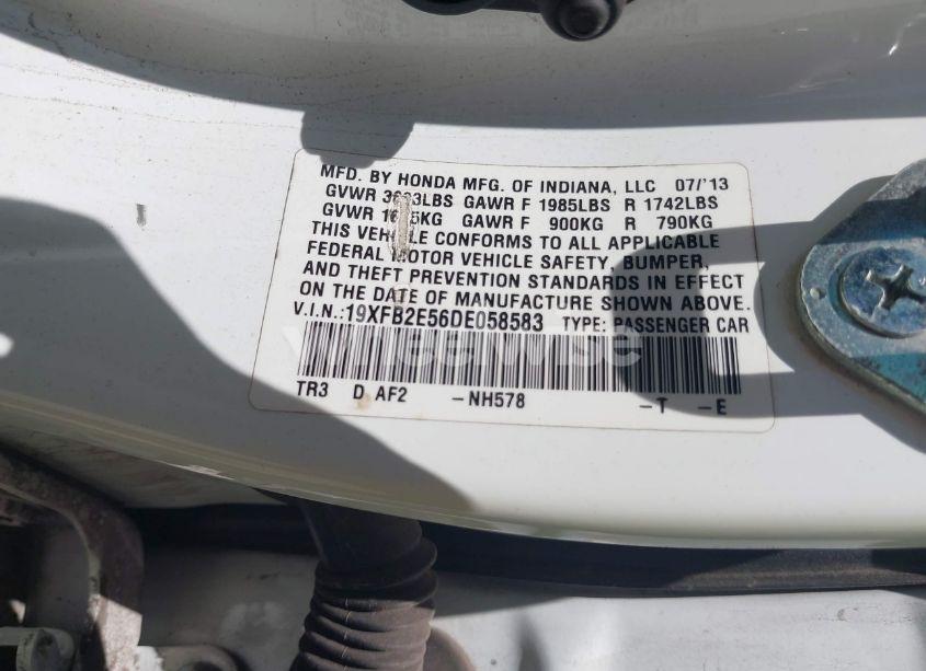 Photo 9 of 2013 Honda Civic LX (VIN 19XFB2E56DE058583)