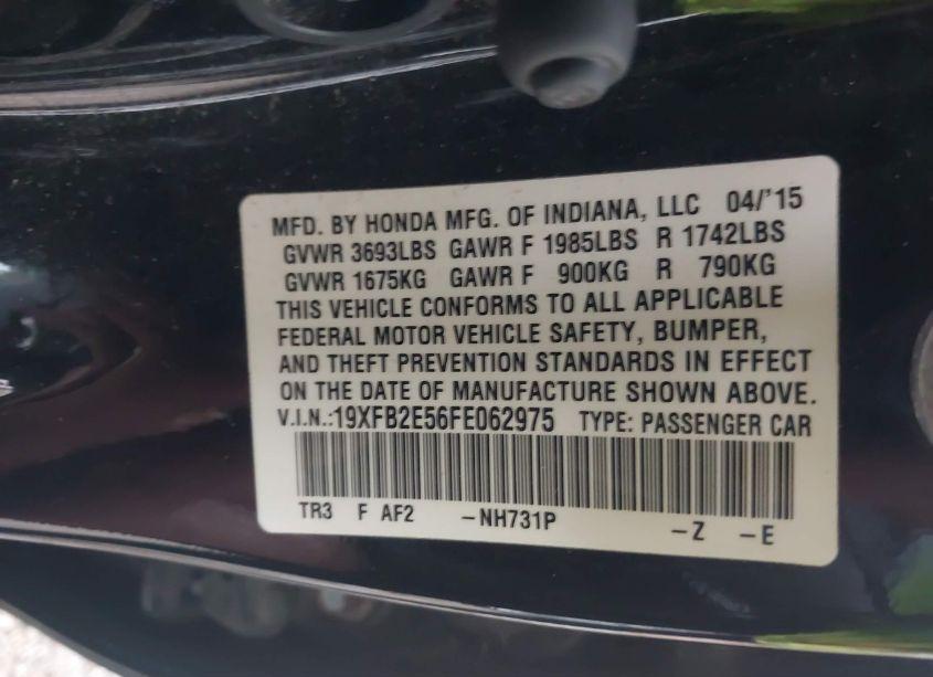 Photo 9 of 2015 Honda Civic LX (VIN 19XFB2E56FE062975)