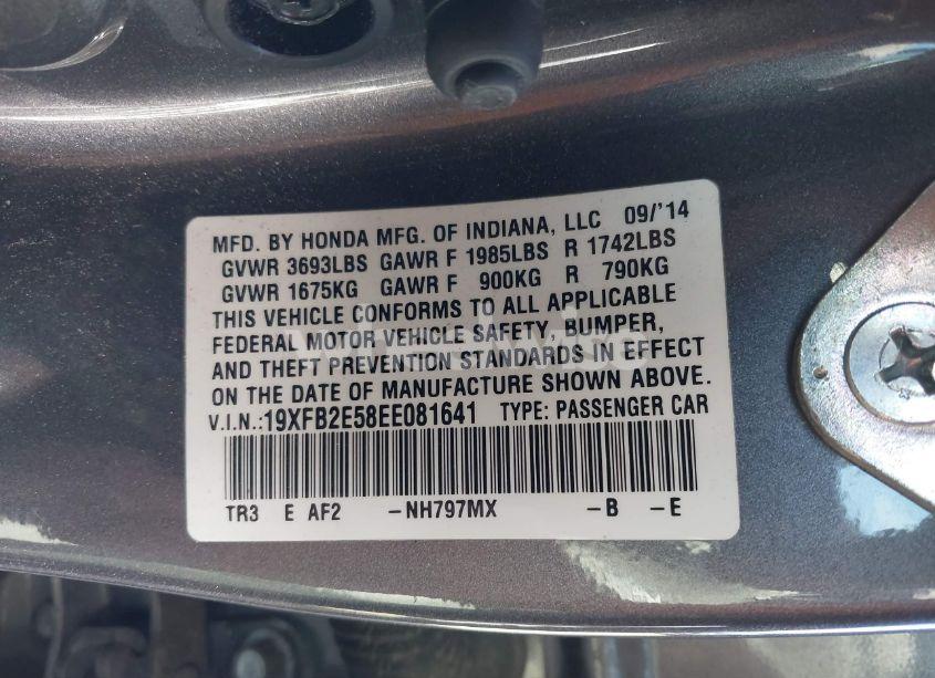 Photo 9 of 2014 Honda Civic LX (VIN 19XFB2E58EE081641)