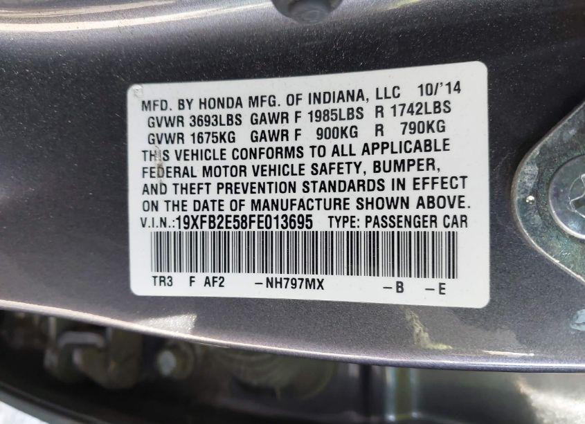 Photo 9 of 2015 Honda Civic LX (VIN 19XFB2E58FE013695)