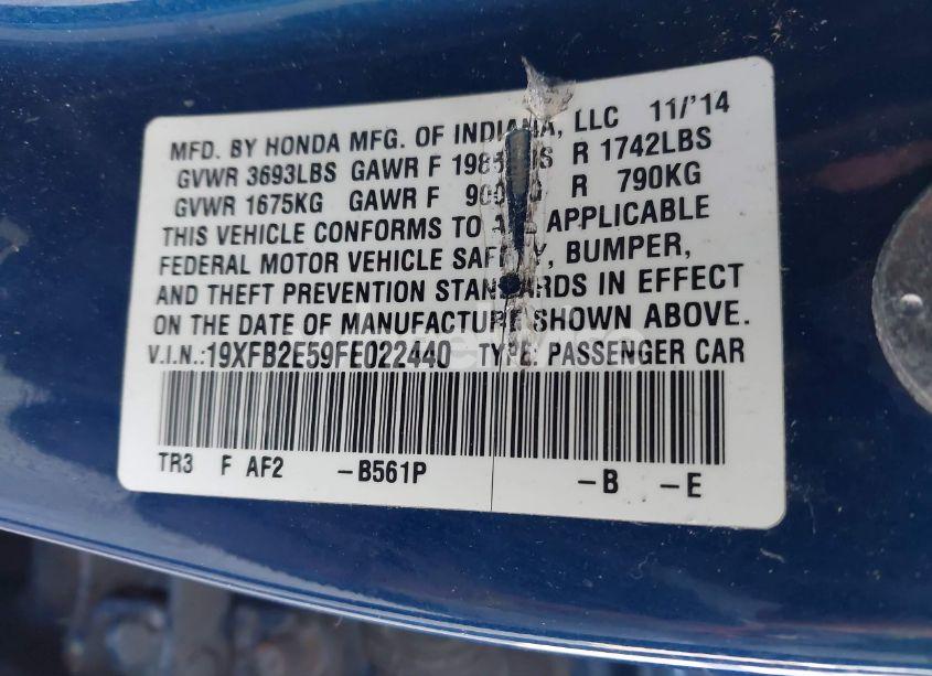 Photo 9 of 2015 Honda Civic LX (VIN 19XFB2E59FE022440)