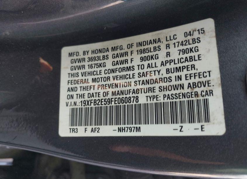 Photo 9 of 2015 Honda Civic LX (VIN 19XFB2E59FE060878)