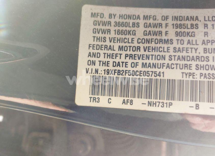 Photo 9 of 2012 Honda Civic LX (VIN 19XFB2F50CE057541)