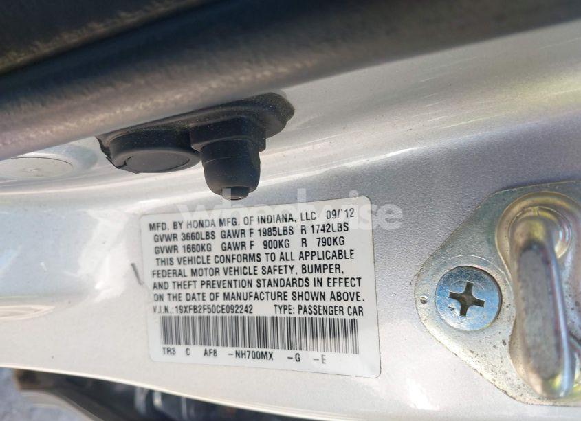 Photo 9 of 2012 Honda Civic LX (VIN 19XFB2F50CE092242)