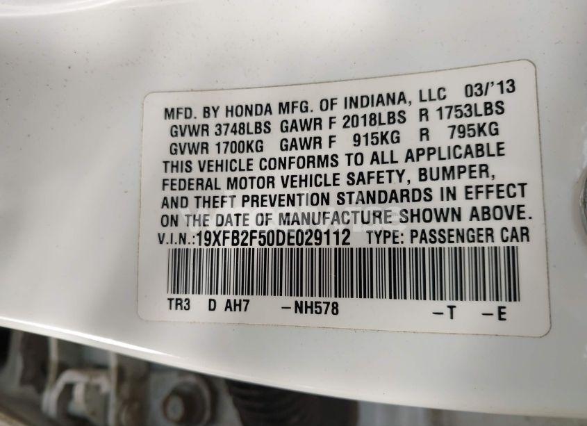 Photo 9 of 2013 Honda Civic LX (VIN 19XFB2F50DE029112)