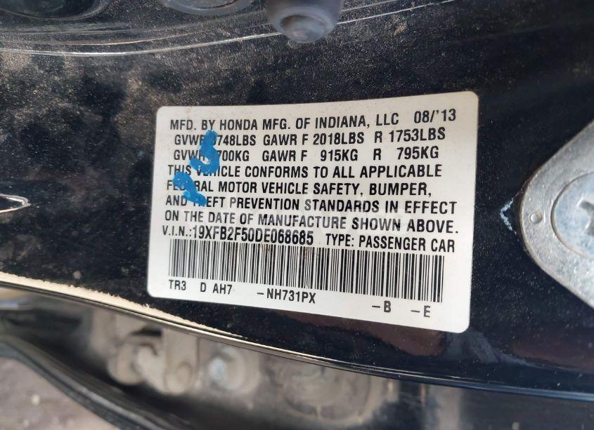 Photo 9 of 2013 Honda Civic LX (VIN 19XFB2F50DE068685)