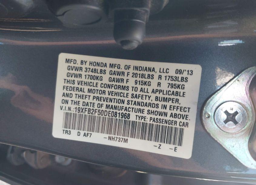 Photo 9 of 2013 Honda Civic LX (VIN 19XFB2F50DE081968)