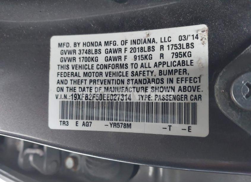 Photo 9 of 2014 Honda Civic LX (VIN 19XFB2F50EE027314)