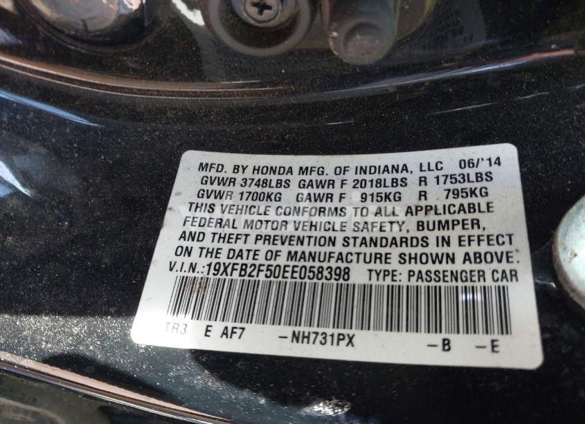 Photo 9 of 2014 Honda Civic LX (VIN 19XFB2F50EE058398)