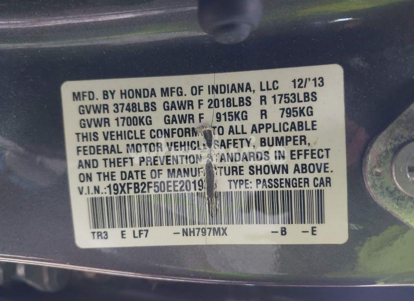 Photo 9 of 2014 Honda Civic LX (VIN 19XFB2F50EE201933)