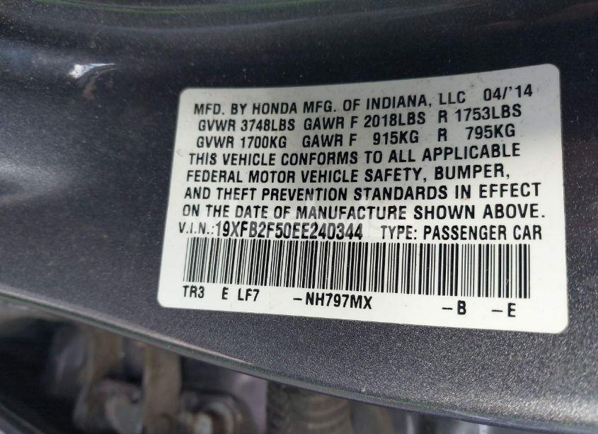 Photo 9 of 2014 Honda Civic LX (VIN 19XFB2F50EE240344)