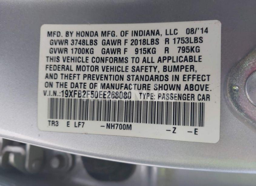 Photo 9 of 2014 Honda Civic LX (VIN 19XFB2F50EE268080)