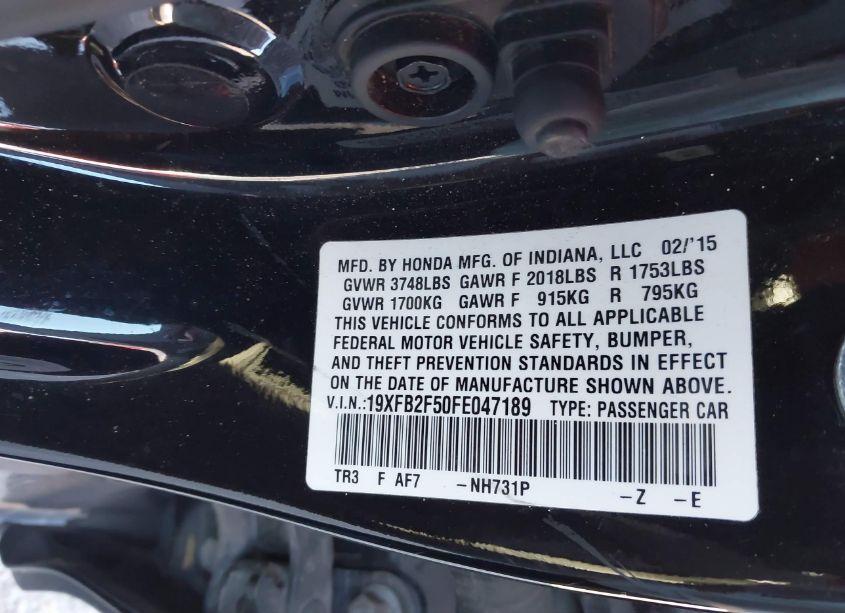Photo 9 of 2015 Honda Civic LX (VIN 19XFB2F50FE047189)