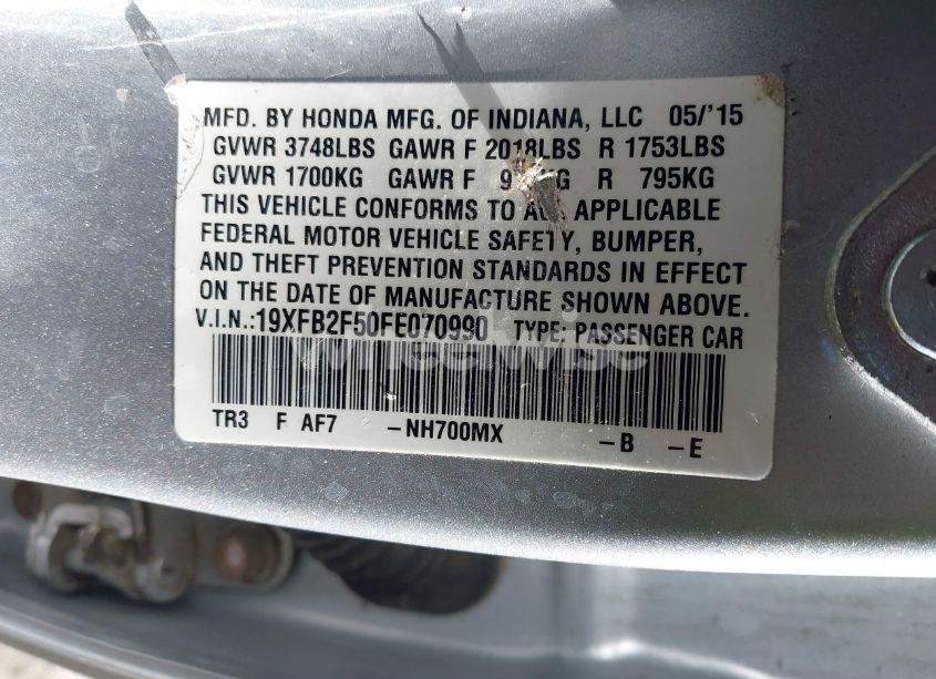 Photo 9 of 2015 Honda Civic LX (VIN 19XFB2F50FE070990)