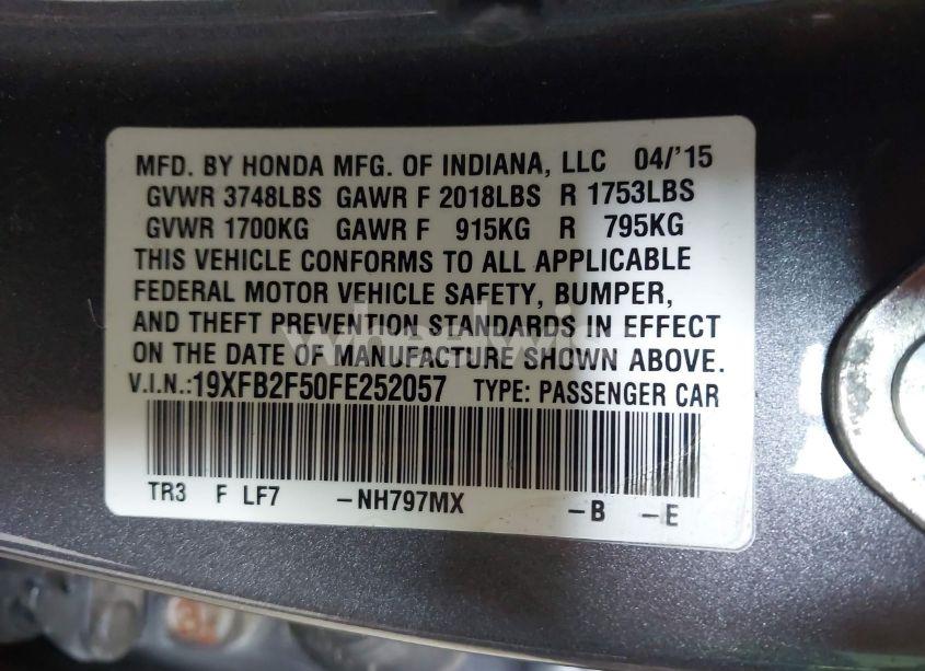 Photo 9 of 2015 Honda Civic LX (VIN 19XFB2F50FE252057)