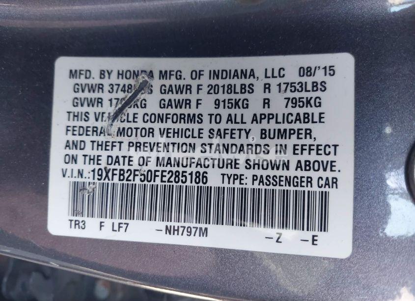 Photo 9 of 2015 Honda Civic LX (VIN 19XFB2F50FE285186)